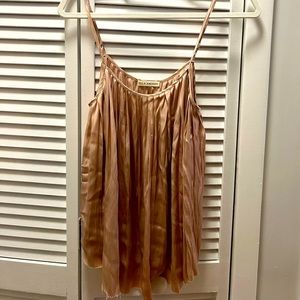 Ulla Johnson pleated satin tank in Dusty Rose sz0